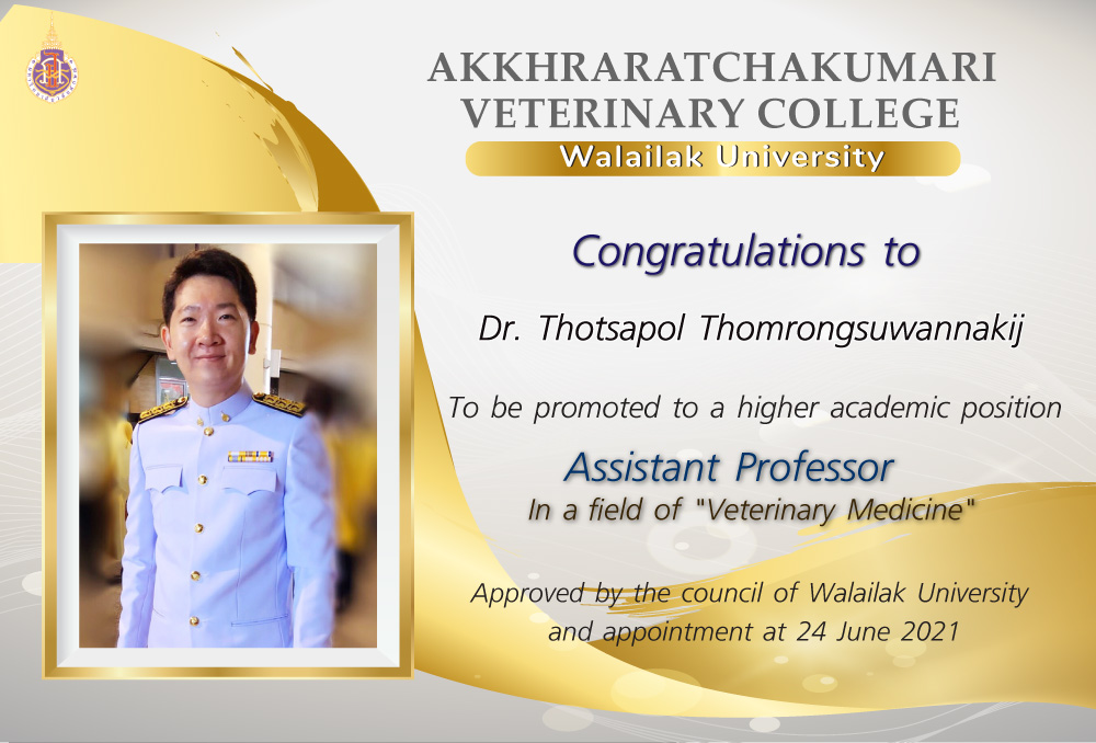 Congratulations to Dr. Thotsapol Thomrongsuwannakij